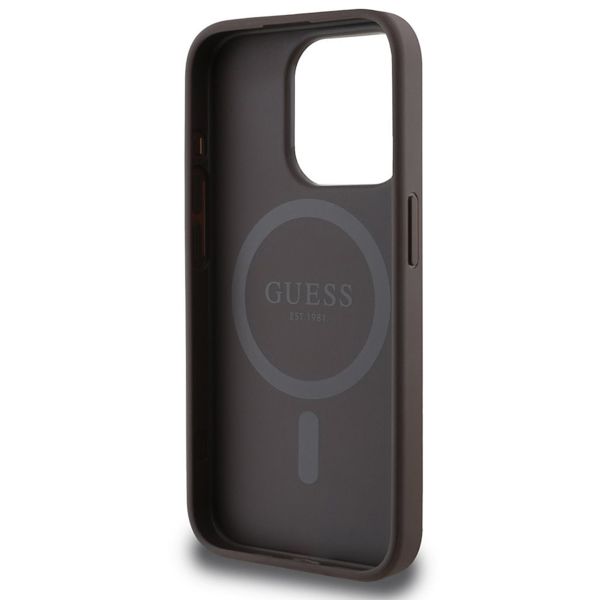 Guess Coque 4G Metal Logo MagSafe iPhone 15 Pro - Brun