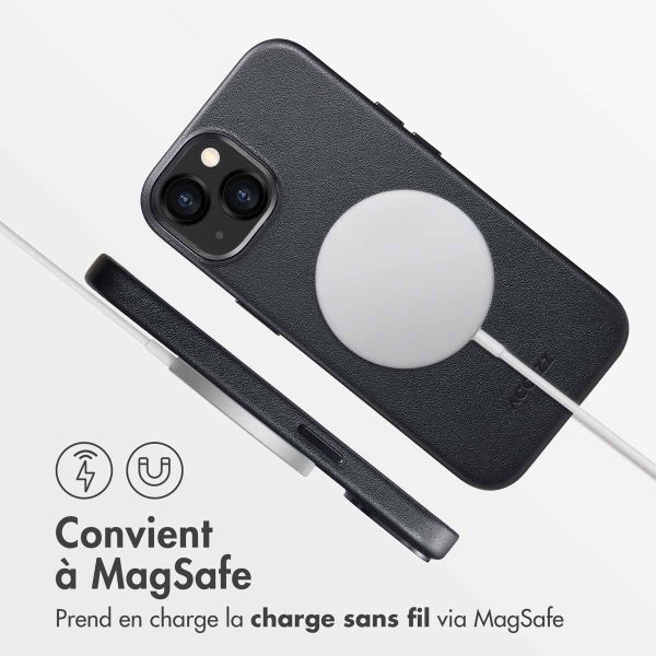 Accezz Coque arrière en cuir avec MagSafe Apple iPhone 13 - Onyx Black