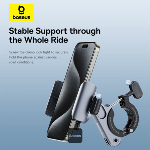 Baseus Support de Téléphone PrimeTrip vélo/moto/scooter - Magnétique - Universel - Cosmic Black