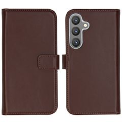 Selencia Étui portefeuille en cuir véritable Samsung Galaxy S24 - Marron foncé