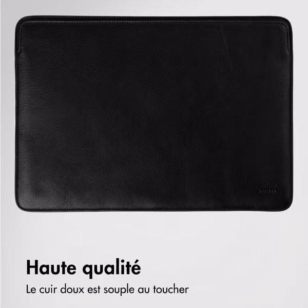 Accezz Leather Pochette ordinateur Apple MacBook 14 pouces - Noir