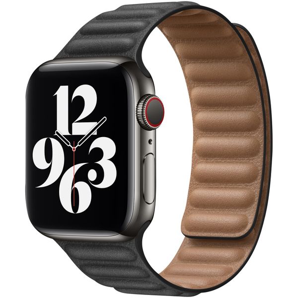 Apple Leather Link Apple Watch Series 1-9 / SE - 38/40/41 mm / Series 10 - 42 mm - Taille M/L - Noir