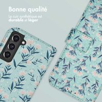 imoshion Étui de télephone portefeuille Design Samsung Galaxy S21 FE - Blue Flowers