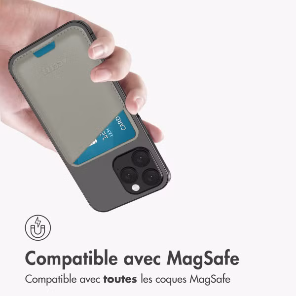 Accezz Porte-cartes en cuir - Compatible avec MagSafe et Qi2 - Light Grey