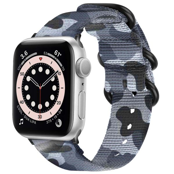 imoshion Bracelet robuste en nylon Apple Watch Series 1 - 9 / SE (38/40/41 mm) | Series 10 / 11 (42 mm) - Camouflage Grey