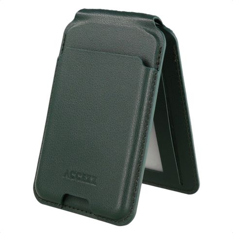 Accezz Portefeuille en cuir magnétique avec support - Compatible avec Apple Find My - Cedar Green