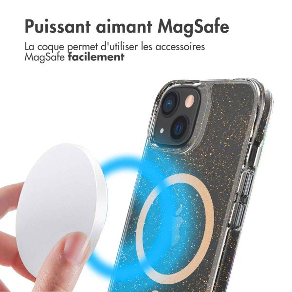 imoshion Coque arrière transparente Pailletée avec MagSafe Apple iPhone 13 - Doré
