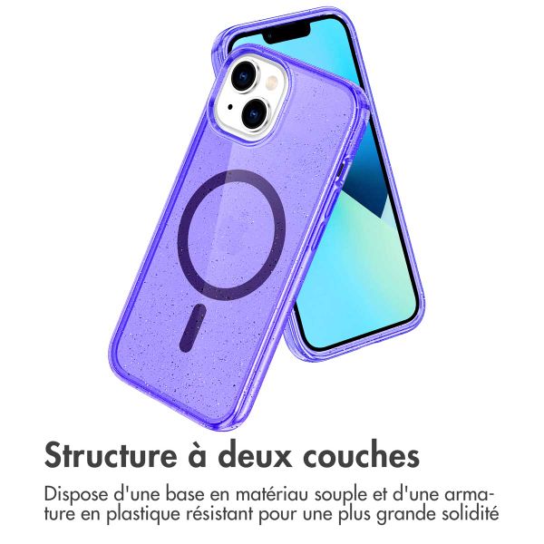 imoshion Coque Pailletée avec MagSafe Apple iPhone 14 - Paillettes Violet