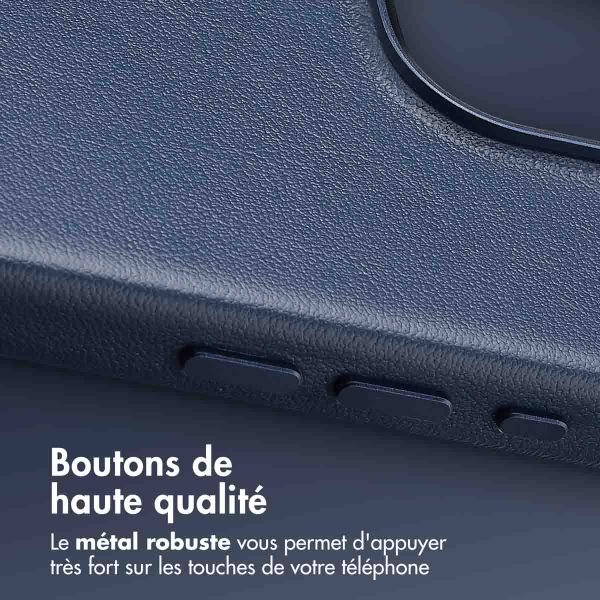 Accezz Coque arrière en cuir avec MagSafe Apple iPhone 16 Pro - Nightfall Blue