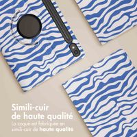 imoshion Coque tablette Design rotatif à 360° Samsung Galaxy Tab S9 11.0 pouces - White Blue Stripes