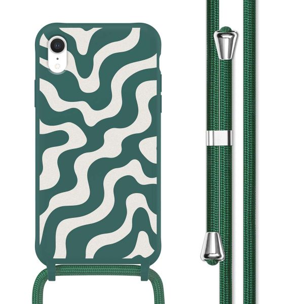 imoshion Coque design en silicone avec cordon iPhone Xr - Petrol Green Groovy