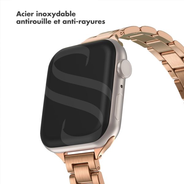 Selencia Bracelet à maillons fin en acier Apple Watch Series 1 t/m 9 / SE (38/40/41 mm) | Series 10 / 11 (42 mm) - Rose Doré