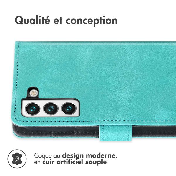 imoshion Etui de téléphone portefeuille avec cordon Samsung Galaxy S21 FE - Turquoise