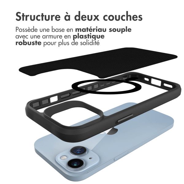 imoshion Rugged Hybrid Carbon Case avec MagSafe Apple iPhone 15 - Noir