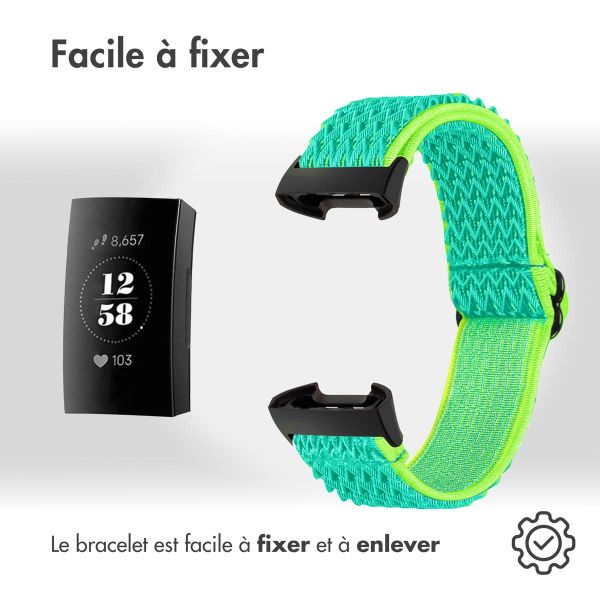 imoshion Bracelet en nylon élastique Fitbit Charge 3 / 4 - Green & Yellow