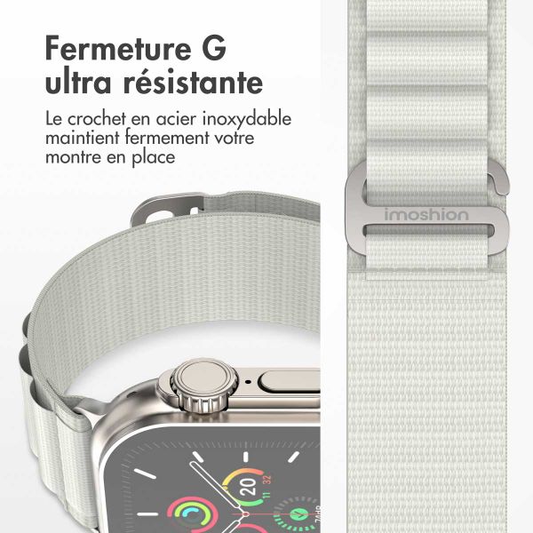 imoshion Bracelet en nylon Alpine Apple Watch Series 1 t/m 11 / SE / Ultra (44/45/46/49 mm) - Blanc