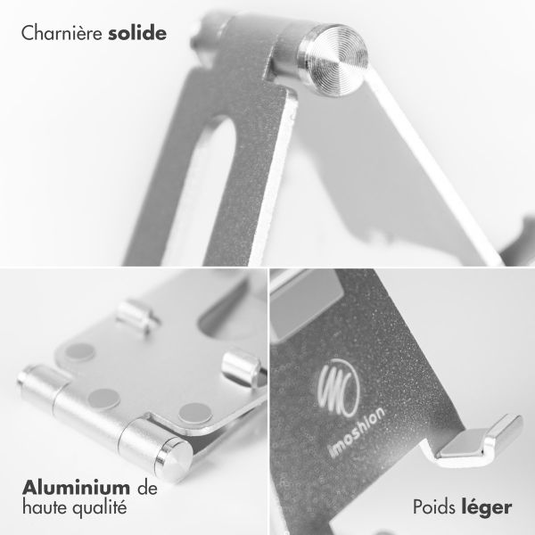 imoshion Support de téléphone de bureau - Support de tablette de bureau - Réglable - Aluminium - Argent