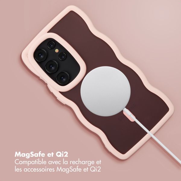 Selencia Coque arrière Wavy avec MagSafe Samsung Galaxy S24 Ultra - Soft Pink