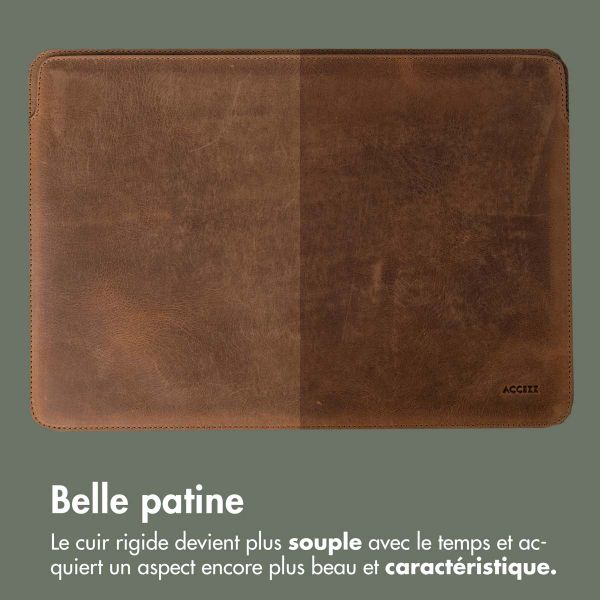 Accezz Leather Pochette ordinateur MacBook 14 pouces - Cognac