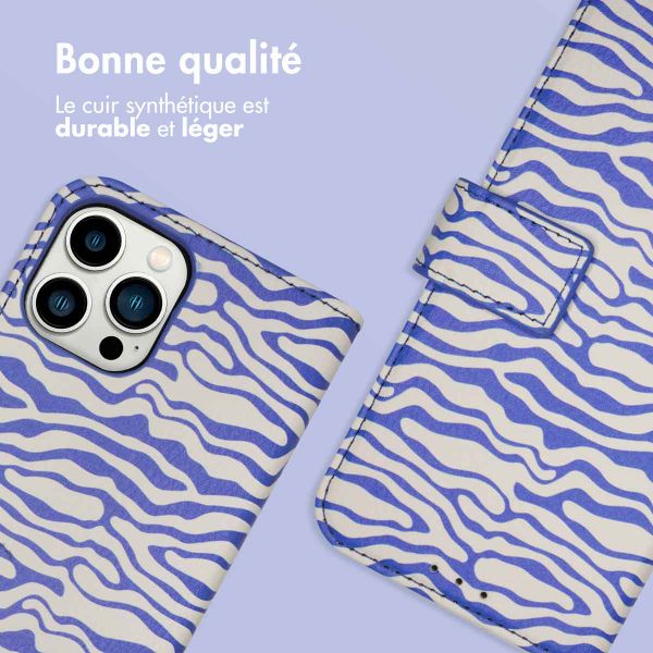 imoshion Étui de télephone portefeuille Design Apple iPhone 12 (Pro) - White Blue Stripes