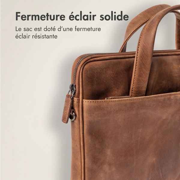 Accezz Leather Sac ordinateur 16 pouces - Cognac