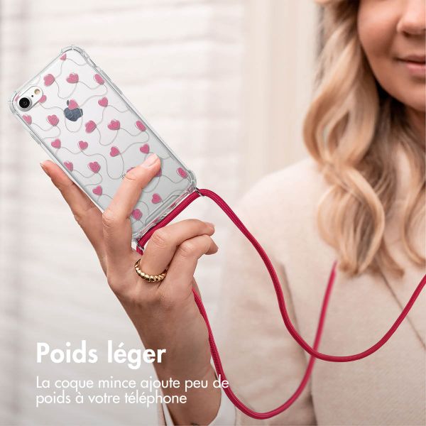 imoshion Coque Design avec cordon Apple iPhone SE (2022 / 2020) / 8 / 7 - Dusty Rose Connected Hearts