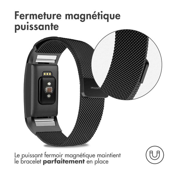 imoshion Bracelet magnétique milanais Fitbit Charge 2 - Taille S - Noir