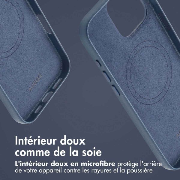 Accezz Coque arrière en cuir avec MagSafe Apple iPhone 16 Pro Max - Nightfall Blue