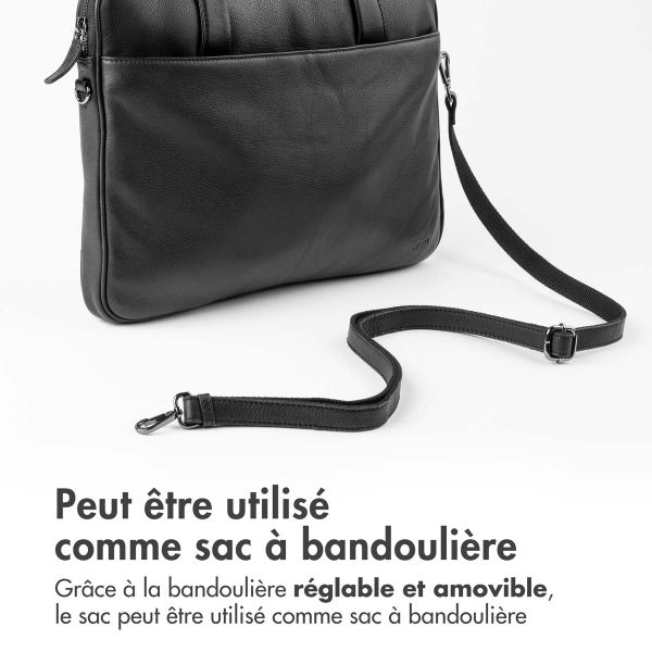 Accezz Leather Sac ordinateur 16 pouces - Noir