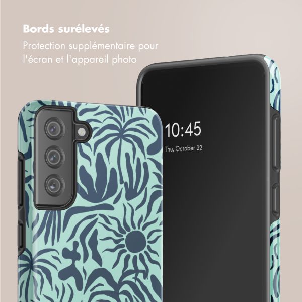 Selencia Coque arrière Vivid Samsung Galaxy S21 FE - Tropical Vibes Light Blue