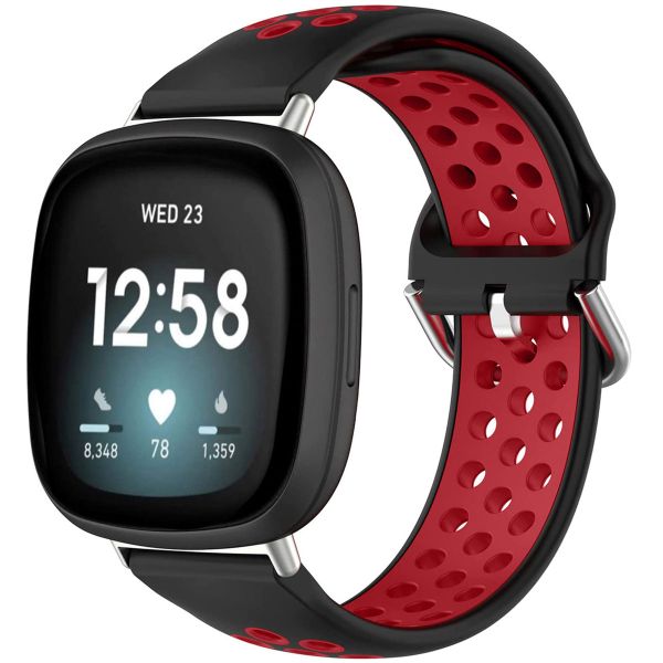 imoshion Bracelet sportif en silicone Fitbit Versa 4 / 3 / Sense (2) - Noir/Rouge