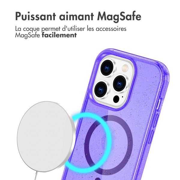 imoshion Coque Pailletée avec MagSafe Apple iPhone 14 Pro - Paillettes Violet