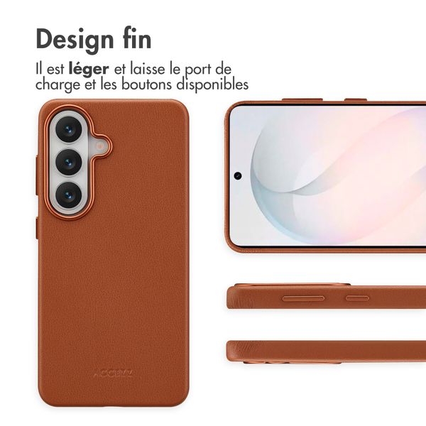 Accezz Coque arrière en cuir avec MagSafe Samsung Galaxy S26 - Sienna Brown