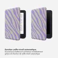Selencia Étui de liseuse portefeuille Vivid Kobo Clara Colour / Clara BW - Zebra Light Lilac