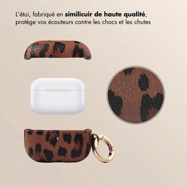 Selencia Coque Sabi motif panthère  Apple Airpods Pro / Pro 2 - Mocha Brown