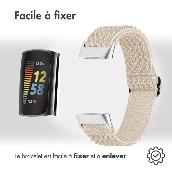 imoshion Bracelet en nylon élastique Fitbit Charge 5 - Beige