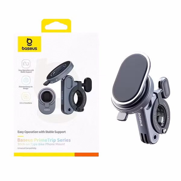 Baseus Support de Téléphone PrimeTrip vélo/moto/scooter - Ring Stand - Magnétique - Universel - Cosmic Black