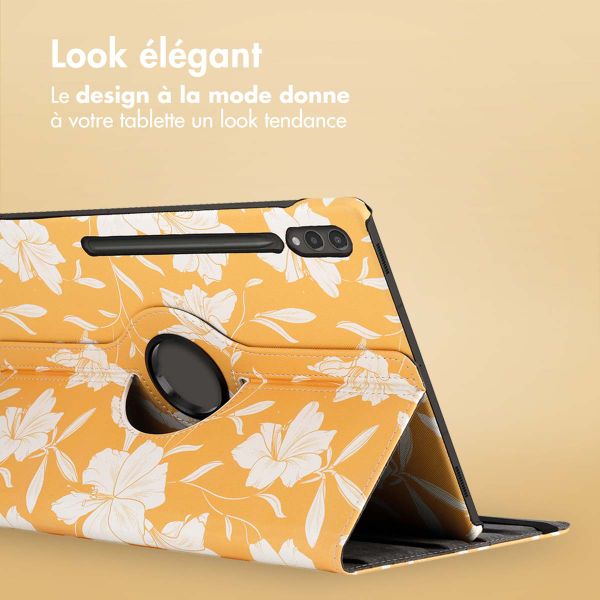 imoshion Coque tablette Design rotatif à 360° Samsung Galaxy Tab S10 Ultra / Tab S9 Ultra - Yellow Flowers