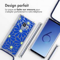 imoshion Coque Design avec cordon Samsung Galaxy S9 - Cobalt Blue Flowers Connect