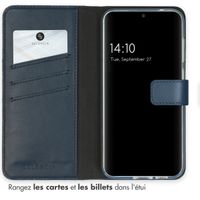 Selencia Étui portefeuille en cuir véritable Samsung Galaxy S23 FE - Bleu