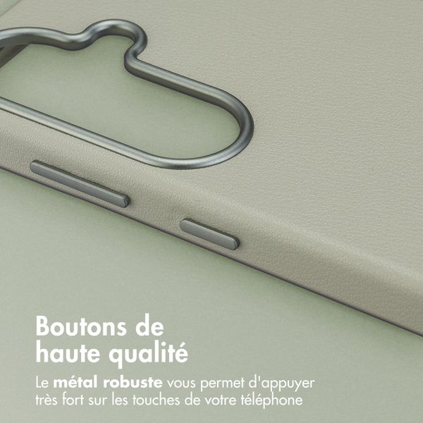Accezz Coque arrière en cuir avec MagSafe Samsung Galaxy S26 - Light Grey