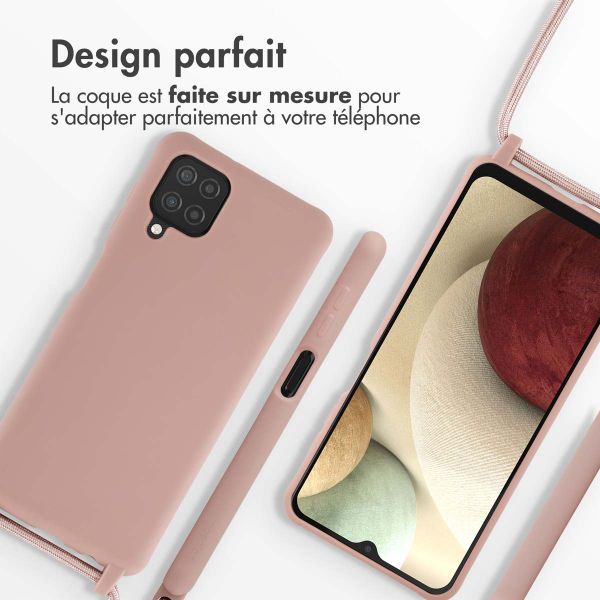 imoshion Coque en silicone avec cordon Samsung Galaxy A12 - Sand Pink
